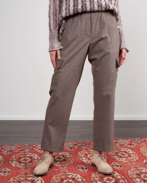 stretch cashmere/wool cargo pant - dusty brown melange