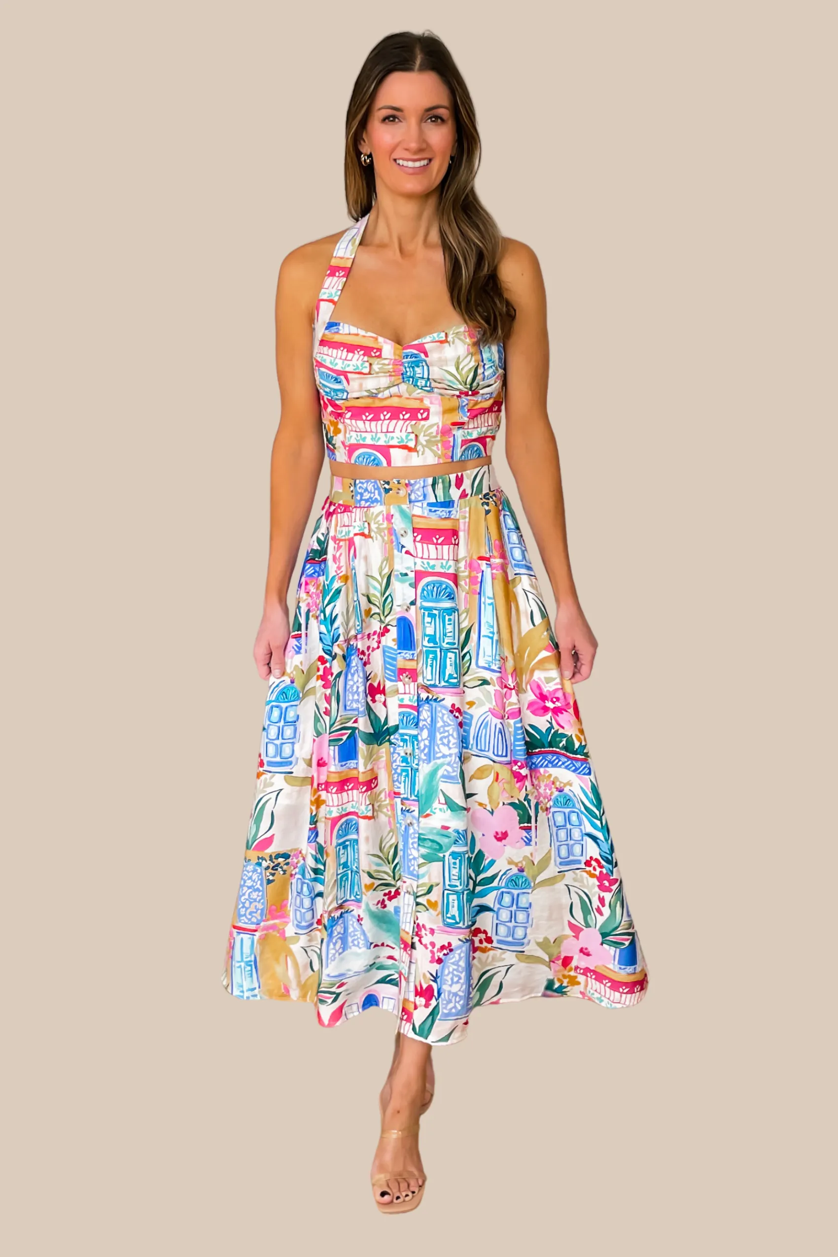 Summers In Italy Crop Top and Skirt Set