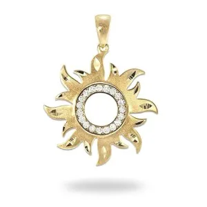 Sun Pendant in Gold with Diamonds - 29mm