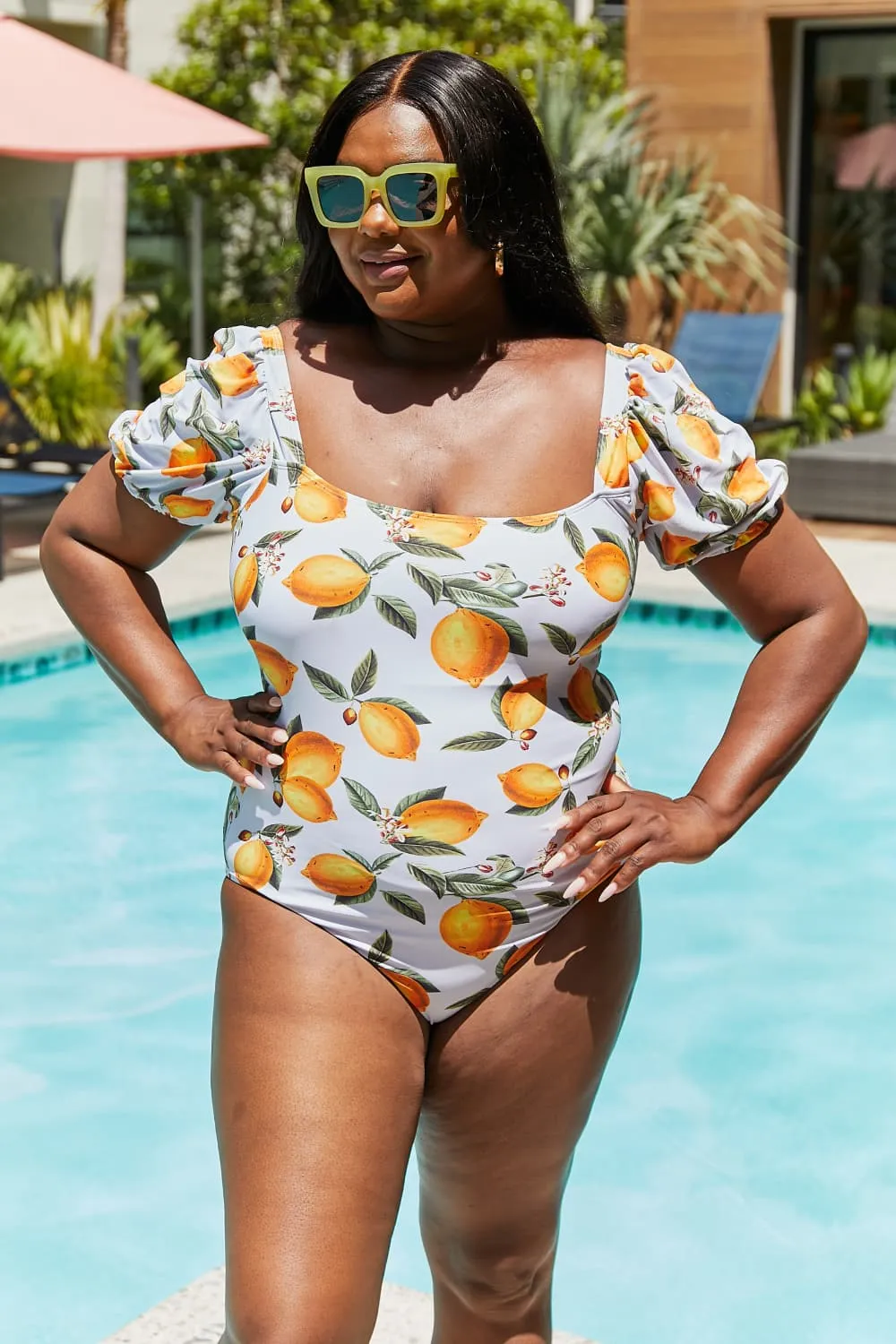 Swim Salty Air Puff Sleeve One-Piece in Citrus Orange