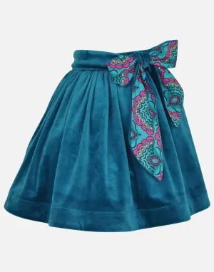 Tabitha : Teal velvet skirt