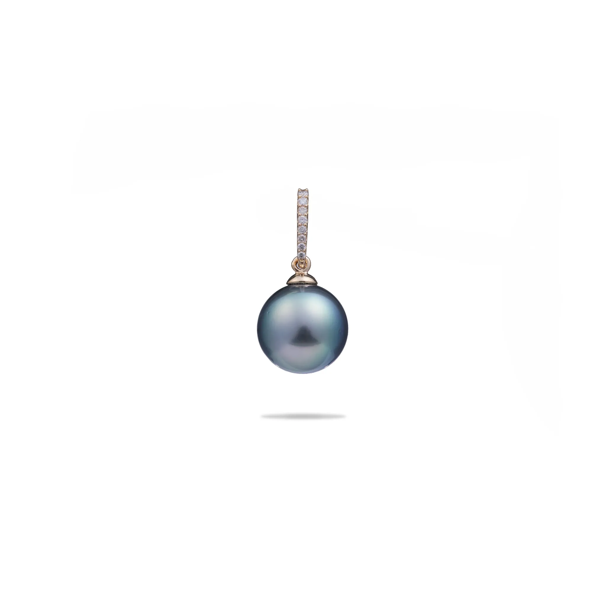 Tahitian Black Pearl Pendant in Gold with Diamonds - 12-14mm