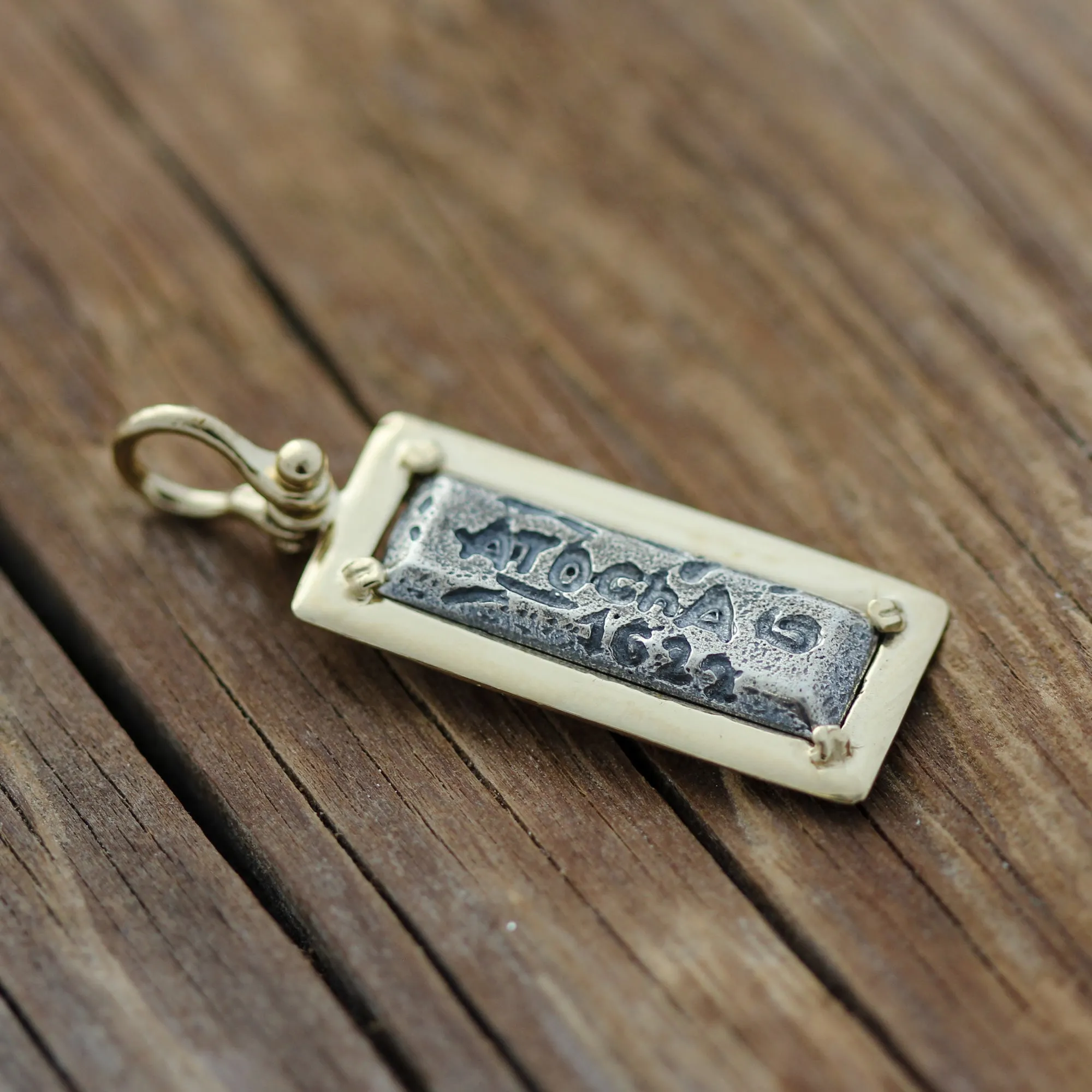 Tales of the ATOCHA - Atocha Small Silver Bar Re-creation Pendant in 14K Gold Setting. NEW!