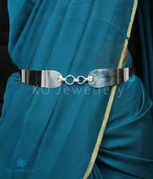 The Shringara Silver Oddiyanam Waist belt (Plain/Bright Silver)