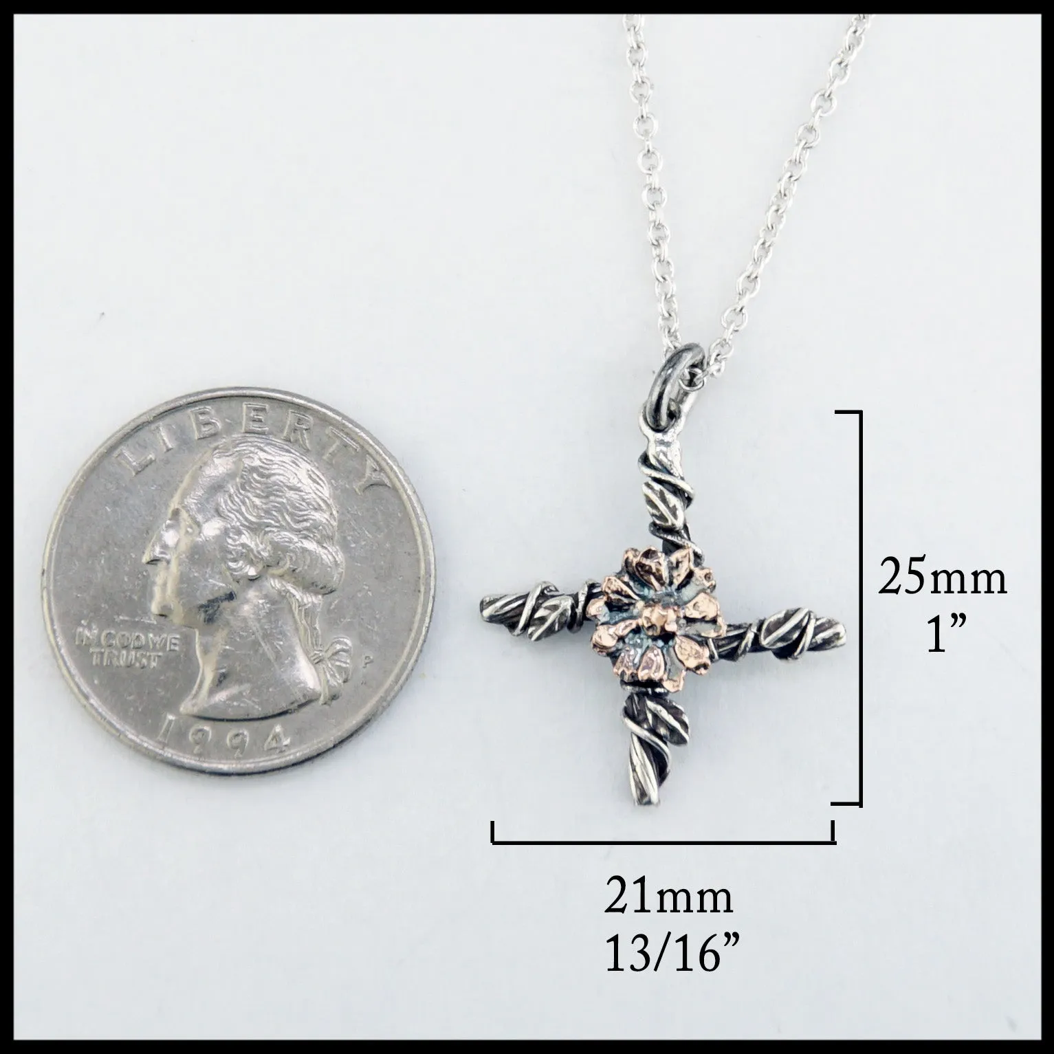 The St. Brigid's Flower Cross in Sterling Silver and Rose Gold