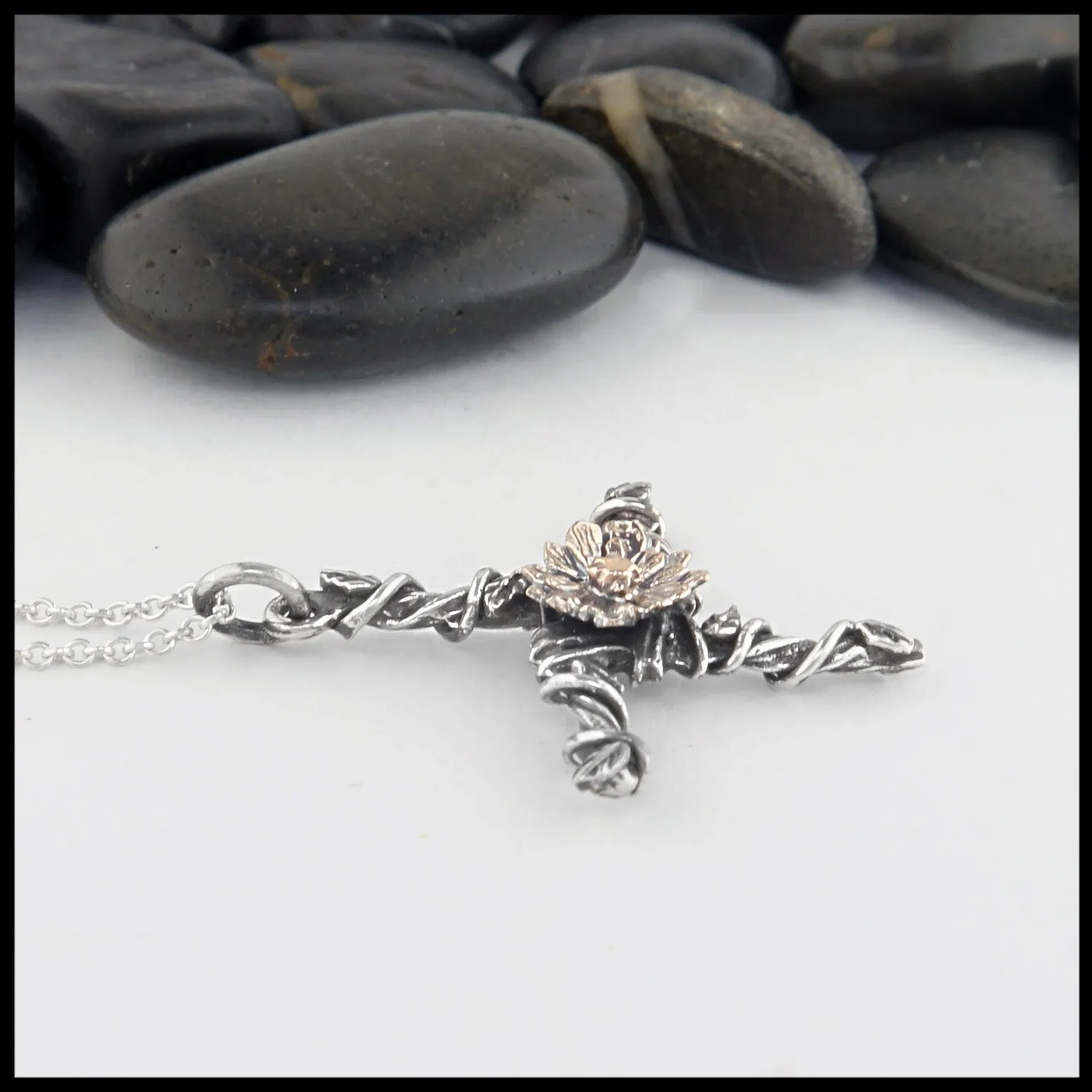 The St. Brigid's Flower Cross in Sterling Silver and Rose Gold