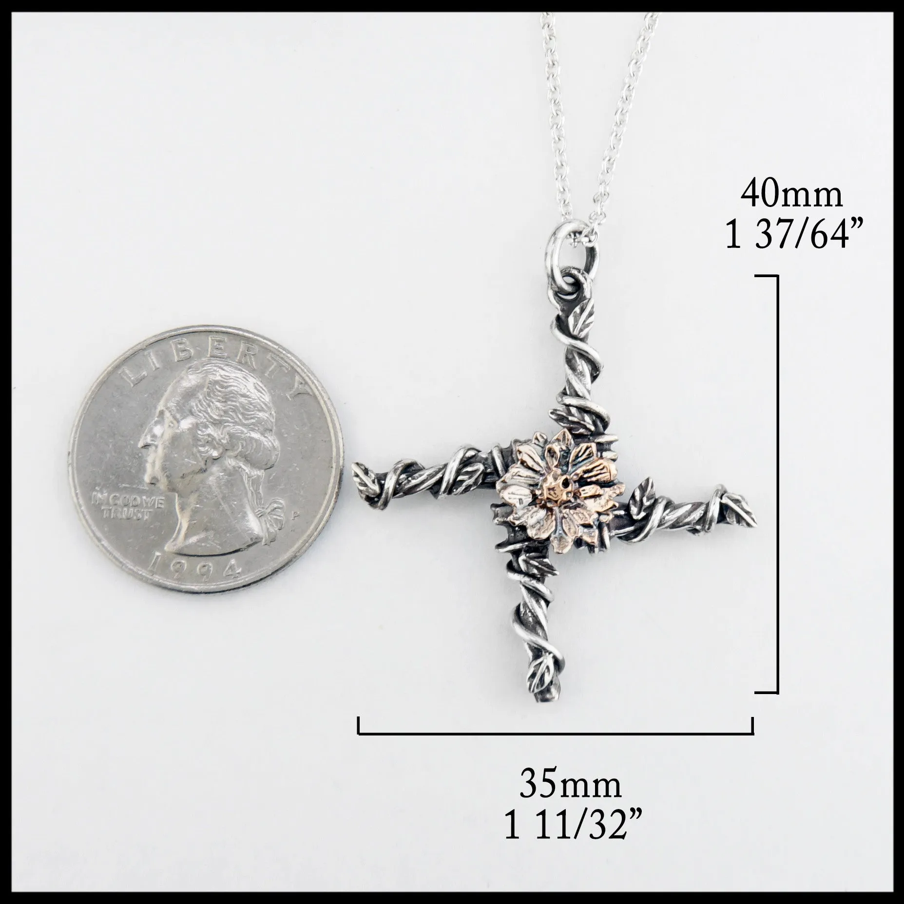 The St. Brigid's Flower Cross in Sterling Silver and Rose Gold