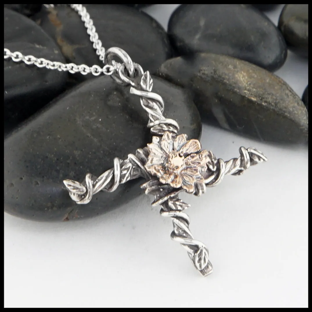 The St. Brigid's Flower Cross in Sterling Silver and Rose Gold