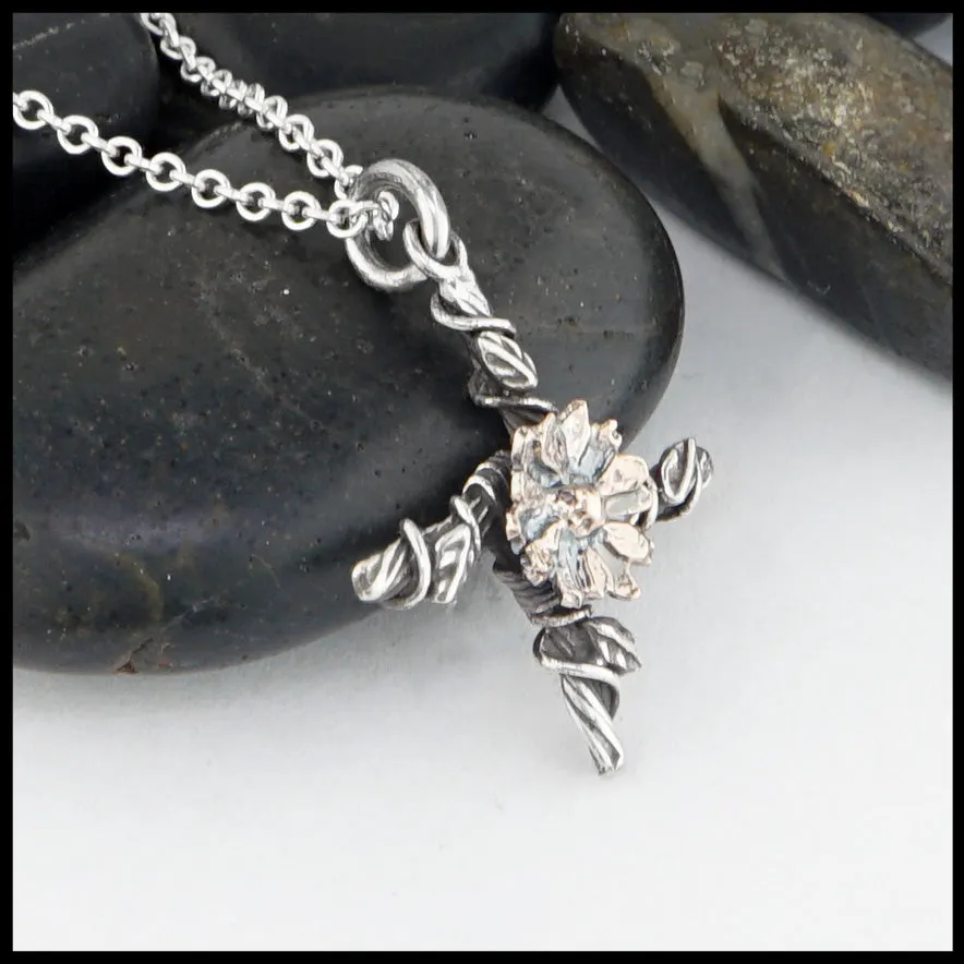 The St. Brigid's Flower Cross in Sterling Silver and Rose Gold