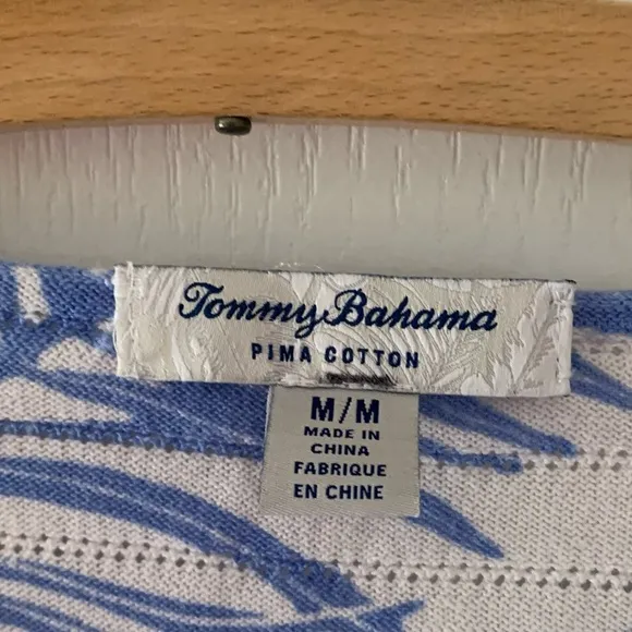 Tommy Bahama Palm leaf tropical Pima cotton open knit sweater