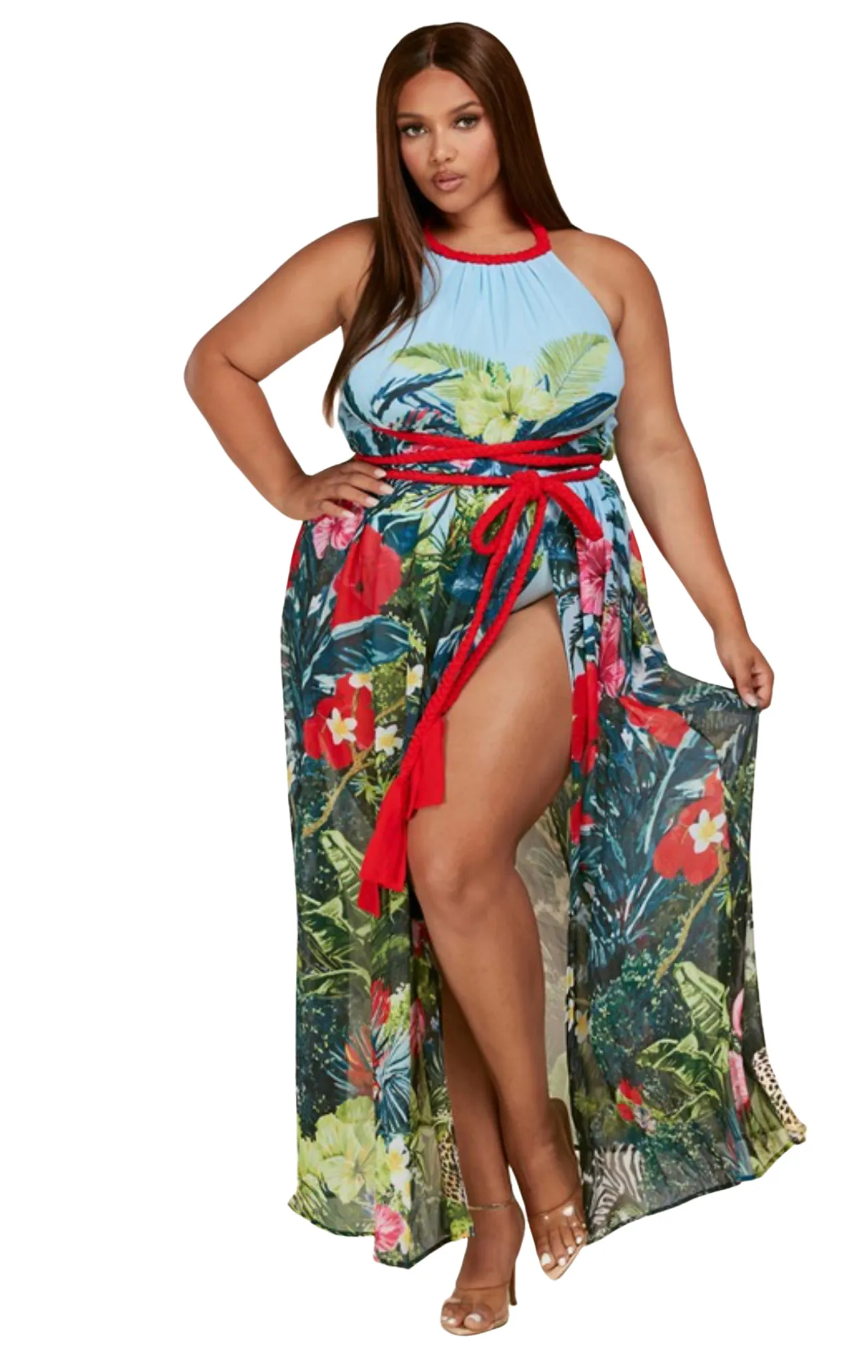 Trixi Tropical Maxi Print Dress