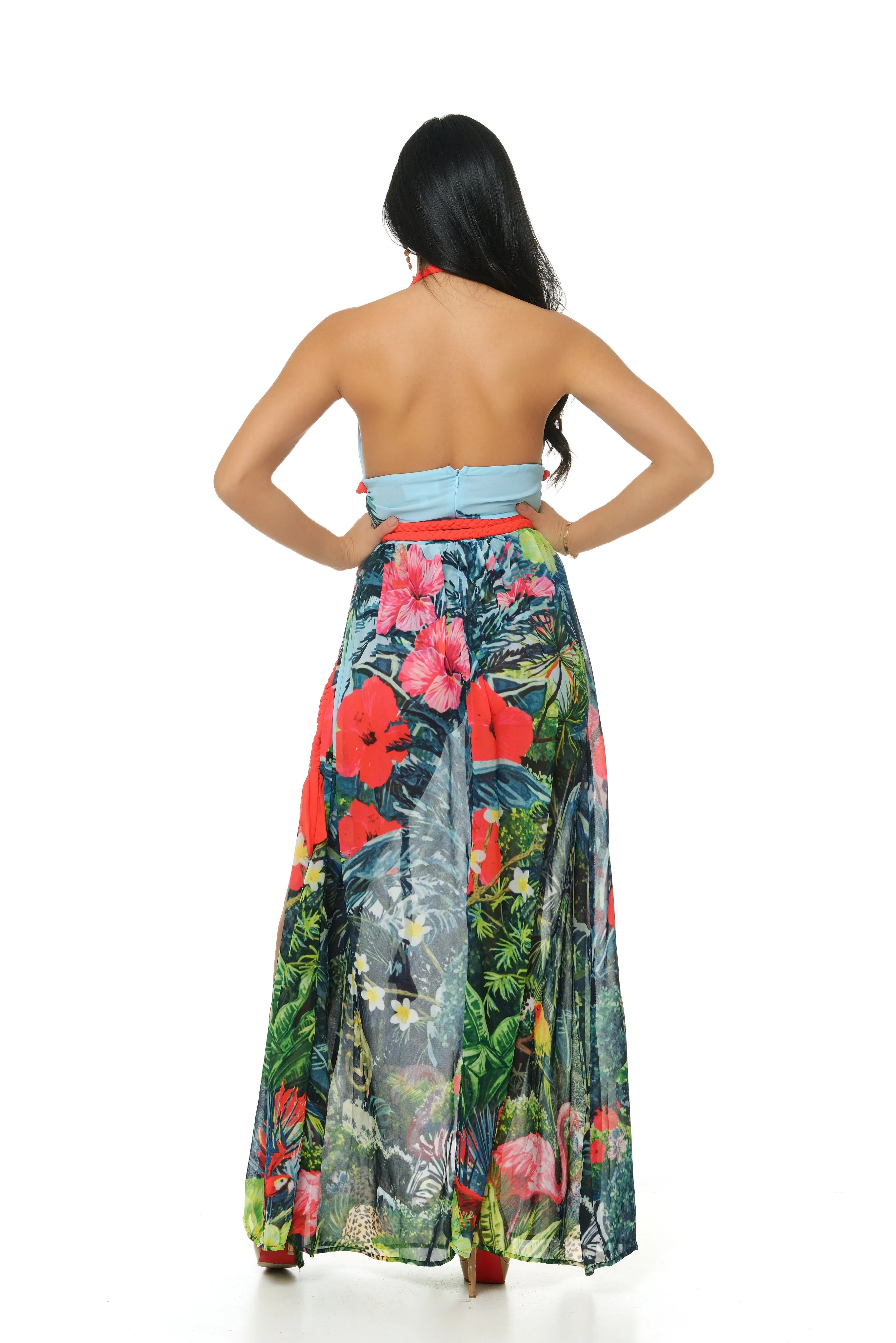 Trixi Tropical Maxi Print Dress
