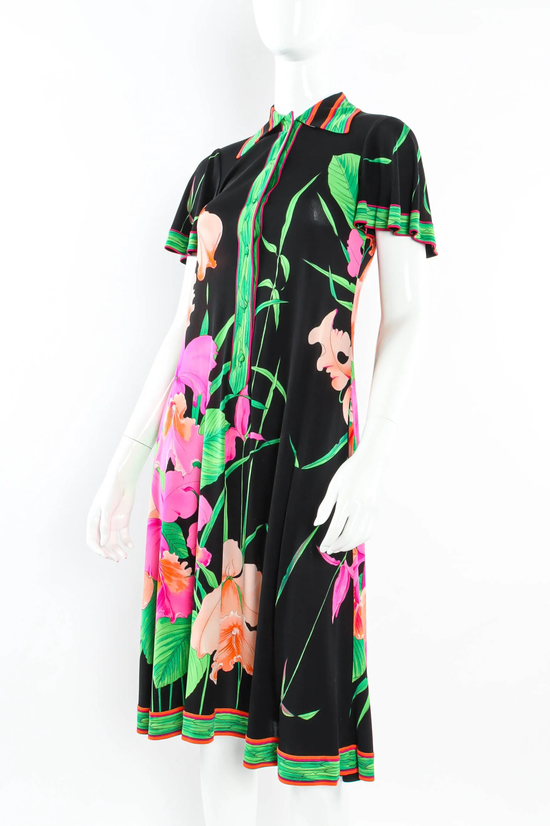 Tropical Floral Button Dress
