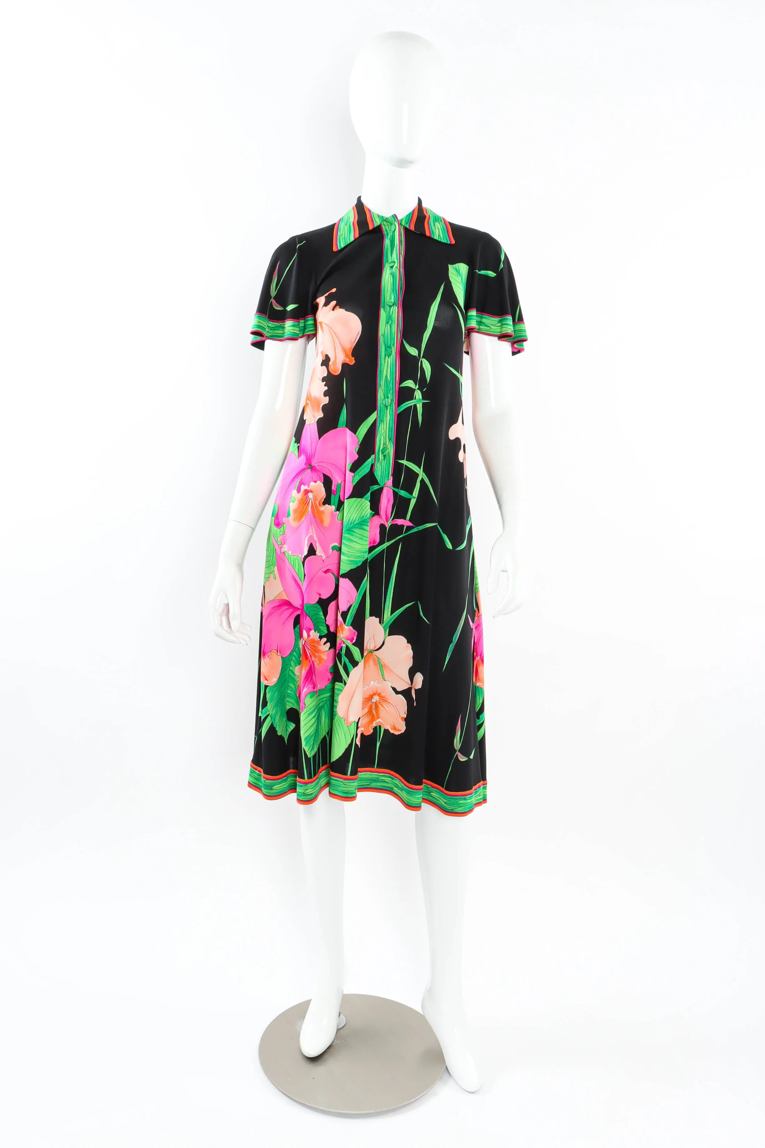 Tropical Floral Button Dress