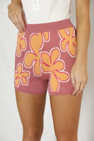 Tropical Flower Knit Shorts