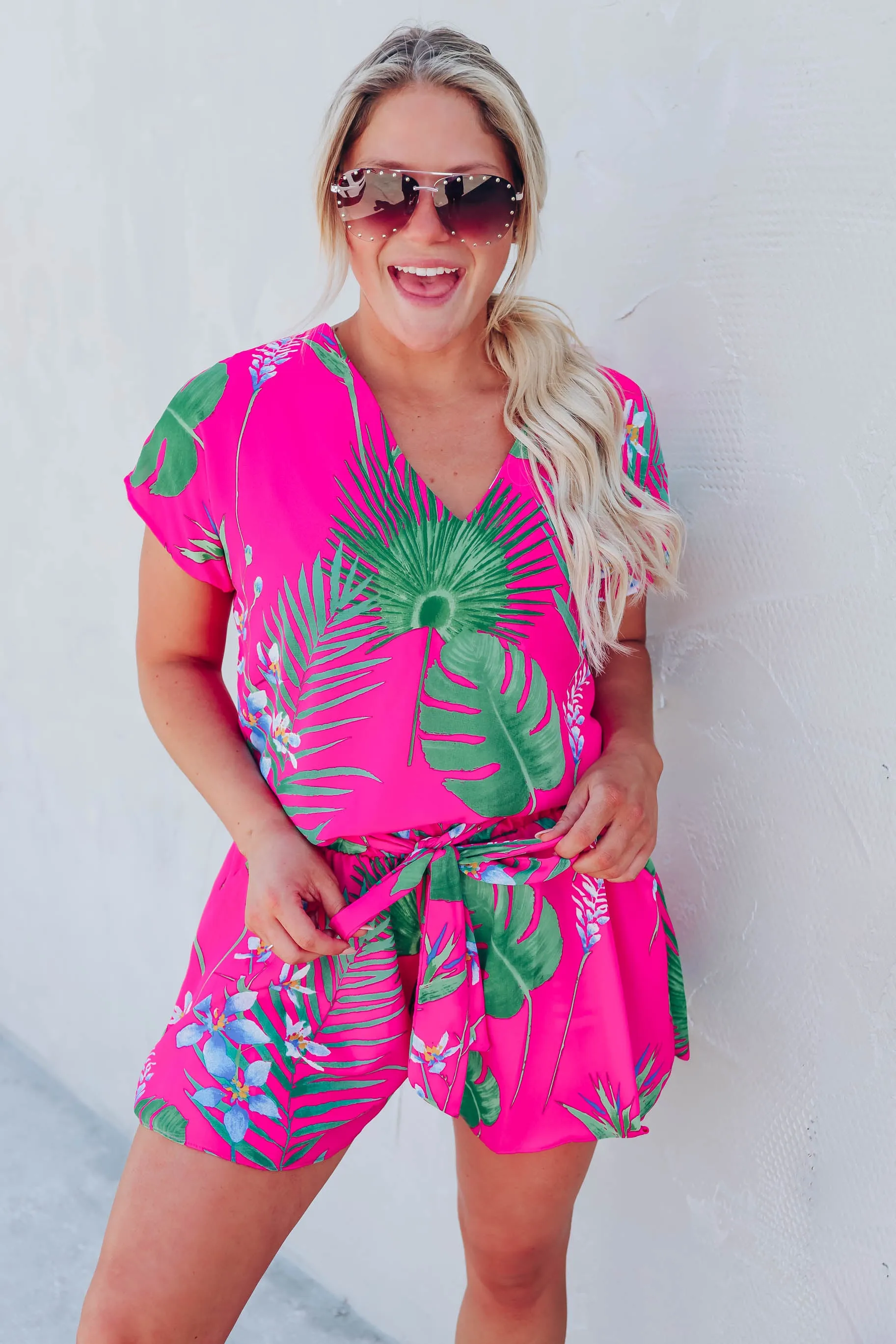 Tropical Sunrise Shorts - Fuchsia