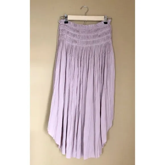 Ulla Johnson Akani pale lavender micropleated Japanese satin midi skirt