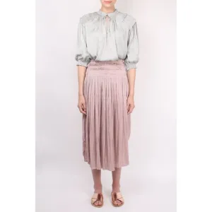 Ulla Johnson Akani pale lavender micropleated Japanese satin midi skirt