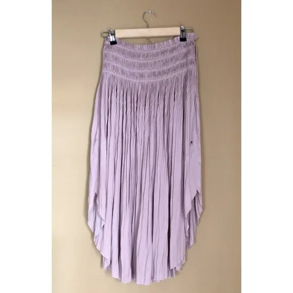 Ulla Johnson Akani pale lavender micropleated Japanese satin midi skirt