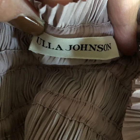 Ulla Johnson Akani pale lavender micropleated Japanese satin midi skirt