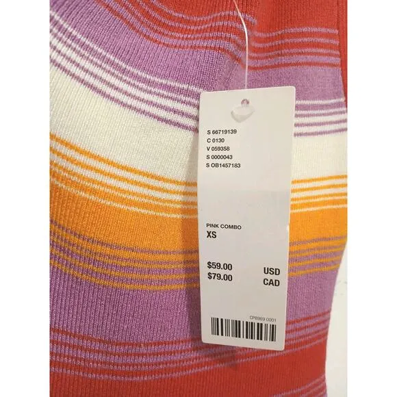 Urban Outfitters Jax One Shoulder Mini Dress XS Tropical Pink Striped Beach $79