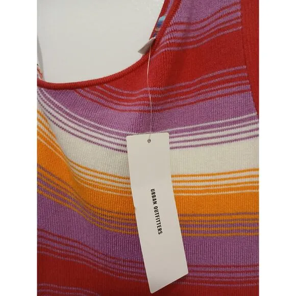Urban Outfitters Jax One Shoulder Mini Dress XS Tropical Pink Striped Beach $79