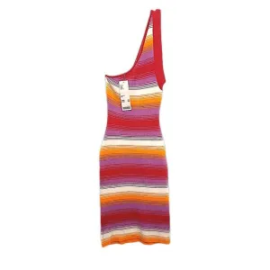 Urban Outfitters Jax One Shoulder Mini Dress XS Tropical Pink Striped Beach $79