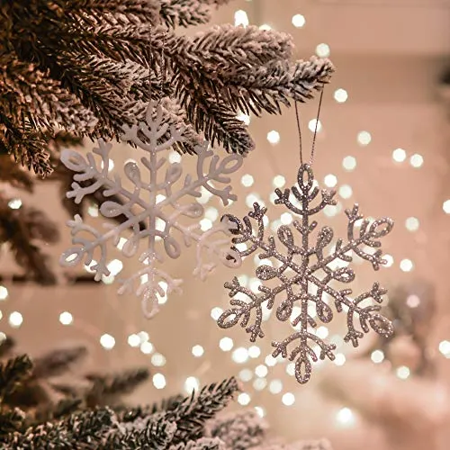 Valery Madelyn 50ct Frozen Winter Silver and White Christmas Ball Ornaments, Shatterproof Christmas Tree Ornaments for Xmas Decoration