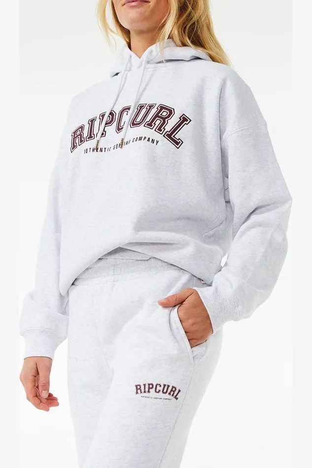 VARSITY HOODIE - GREY MARLE/PLUM