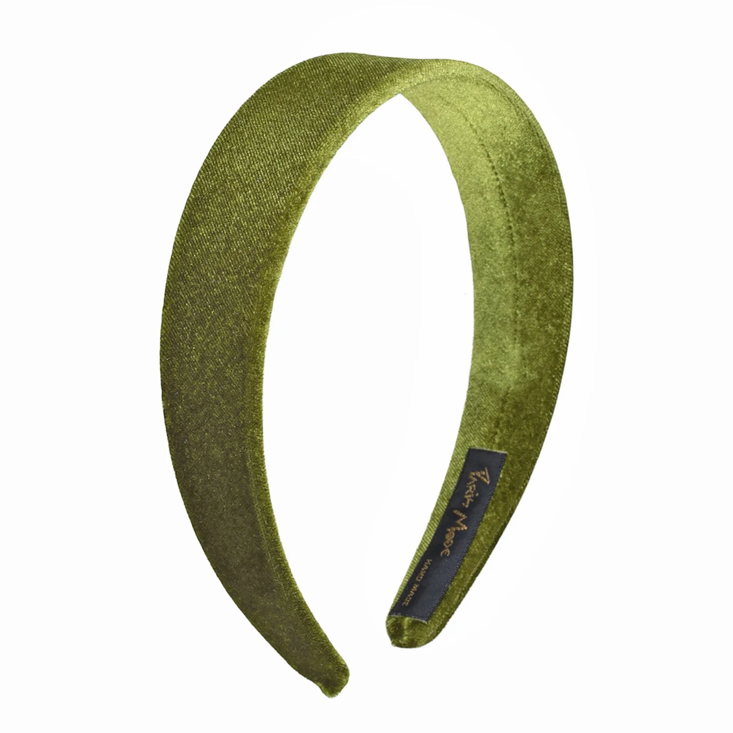 Velvet 3 cm Flat Olive Headband