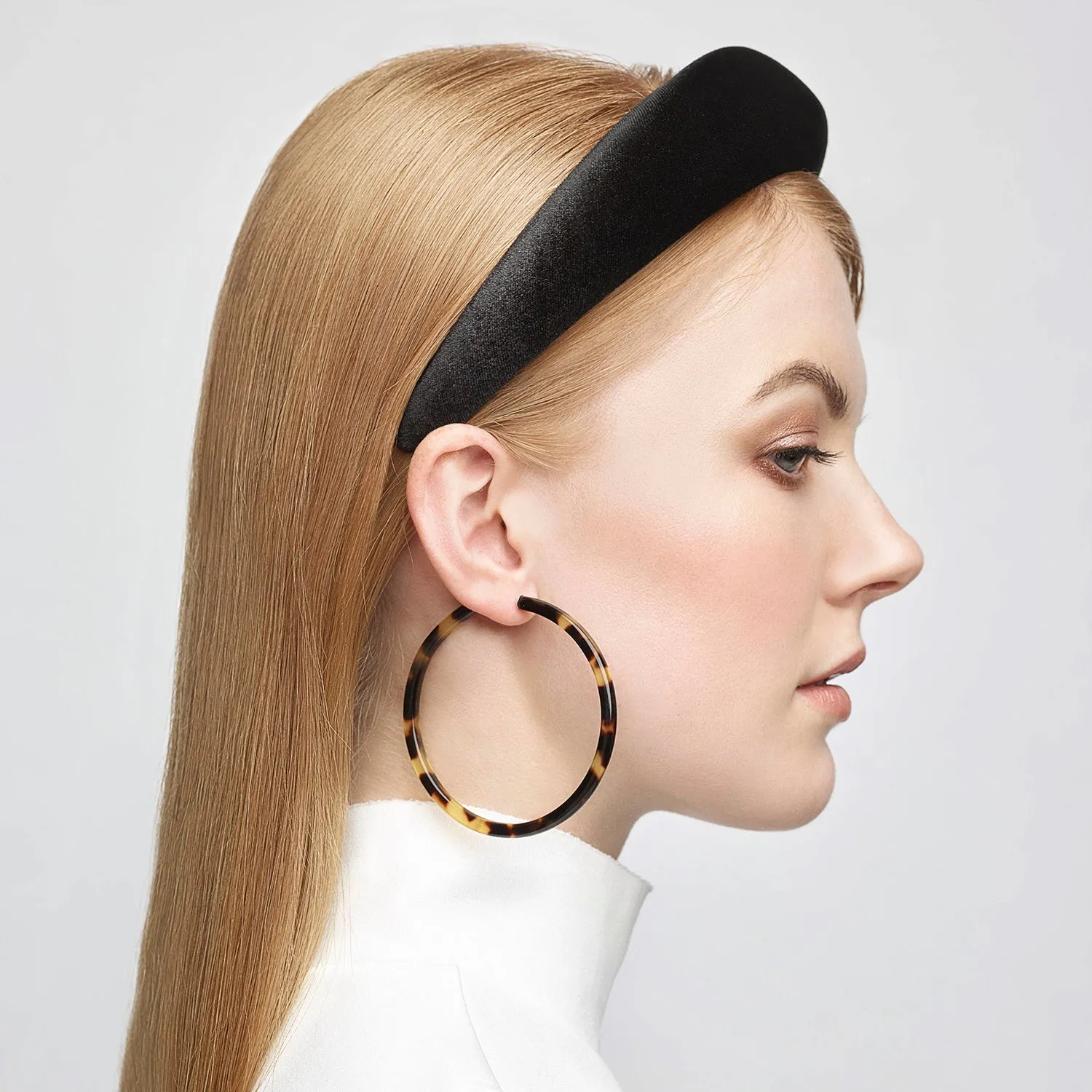 Velvet 3 cm Padded Black Headband