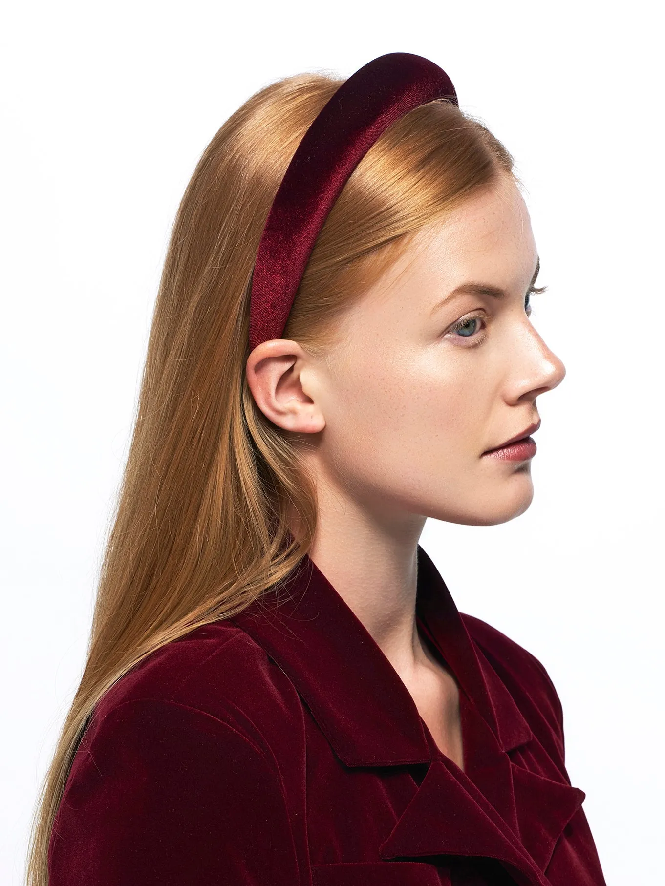 Velvet 3 cm Padded Burgundy Headband