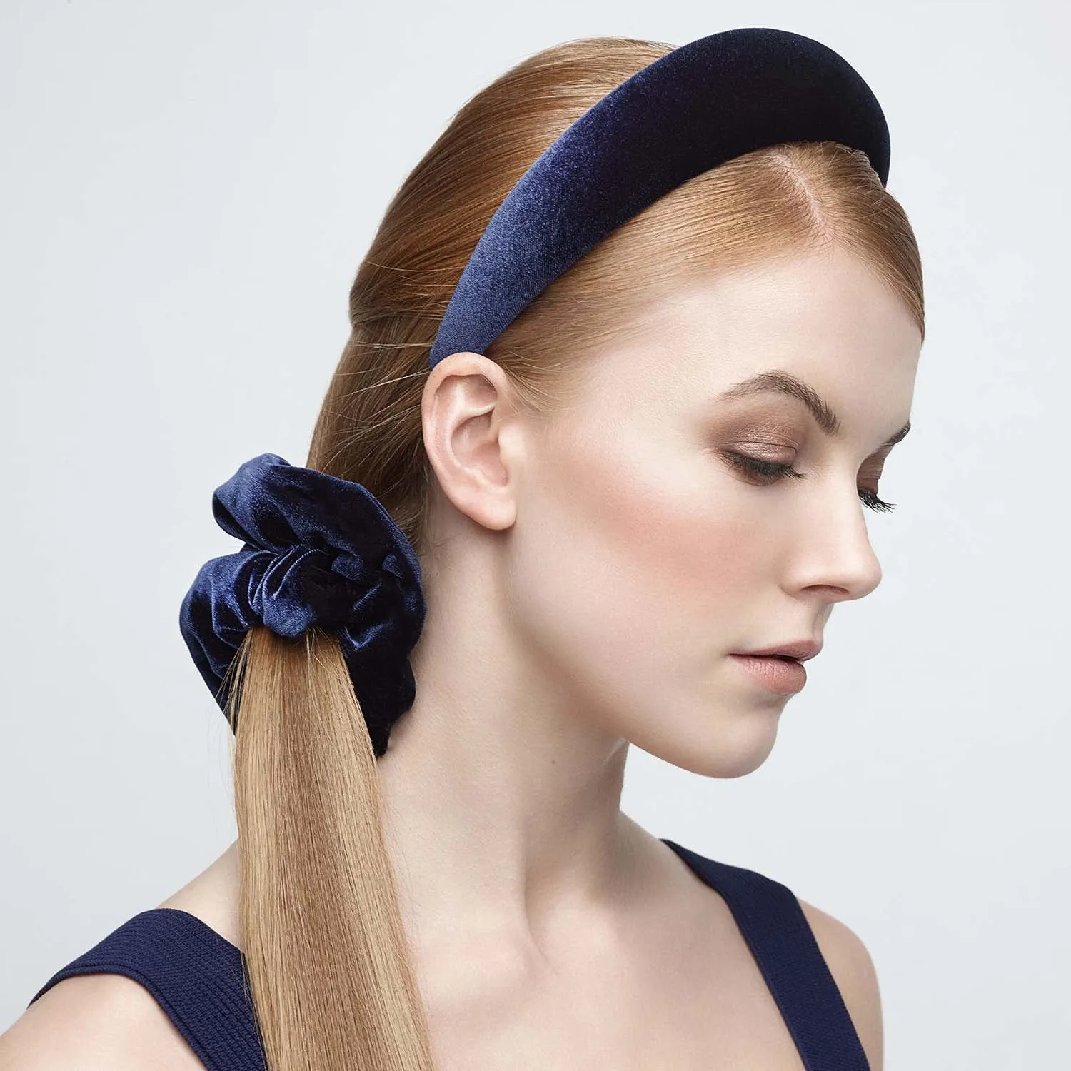 Velvet 3 cm Padded Navy Headband