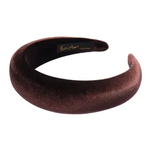 Velvet 4 cm Padded Brown Headband