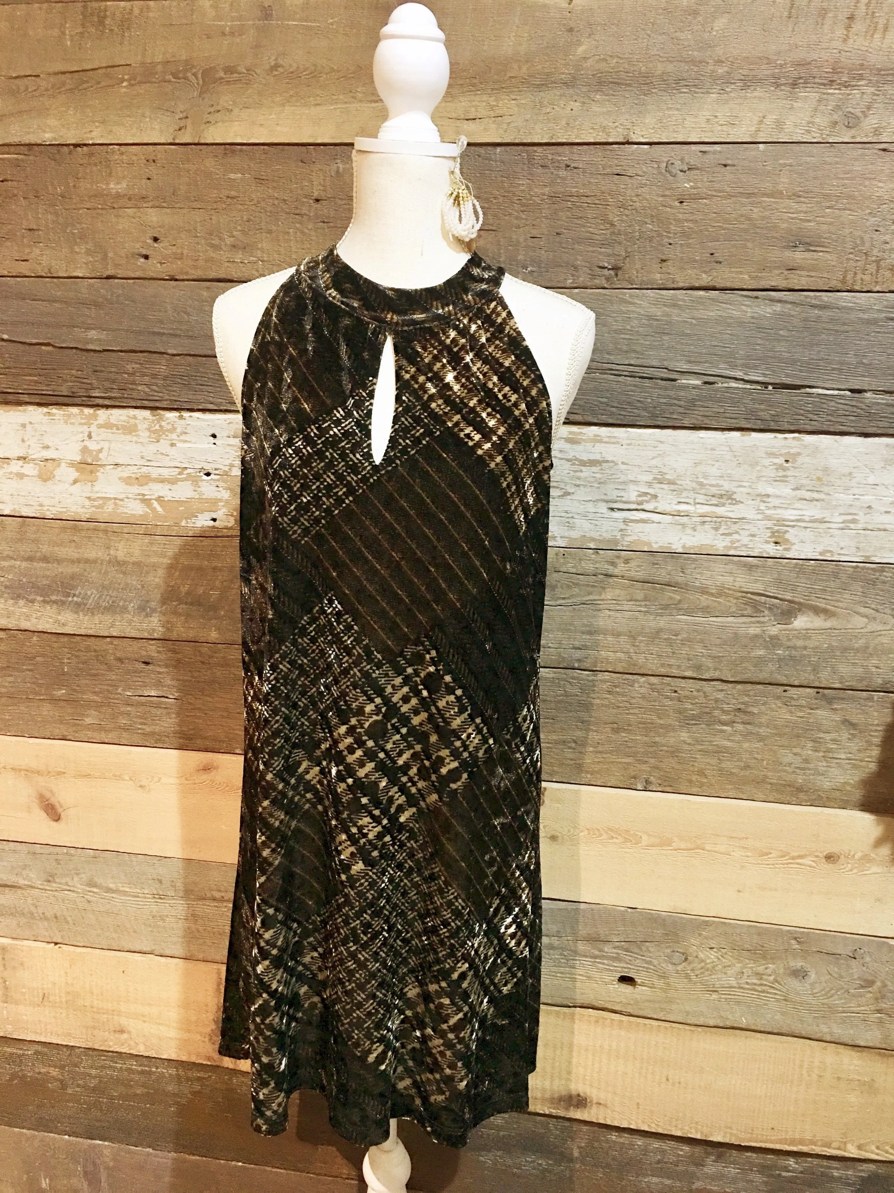 Velvet Halter Keyhole Dress