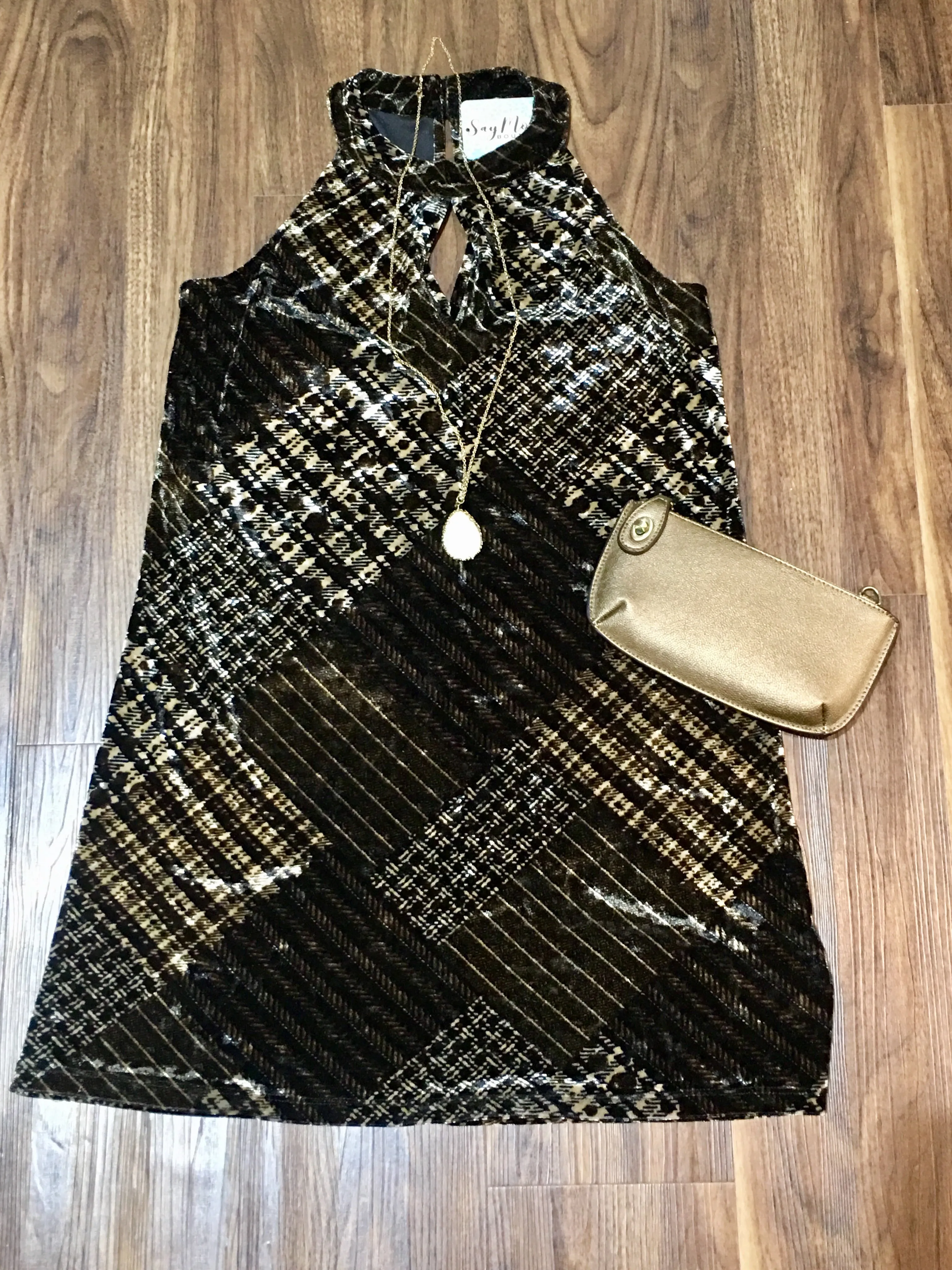 Velvet Halter Keyhole Dress
