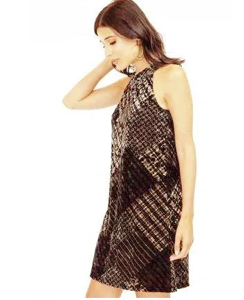 Velvet Halter Keyhole Dress