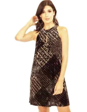 Velvet Halter Keyhole Dress