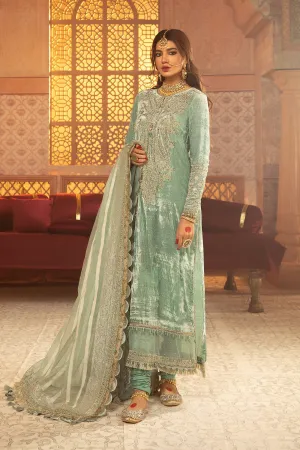Velvet Kameez Salwar in Soft Sea Green Shade #PF314