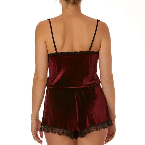 Velvet Romper - Wine/Black -