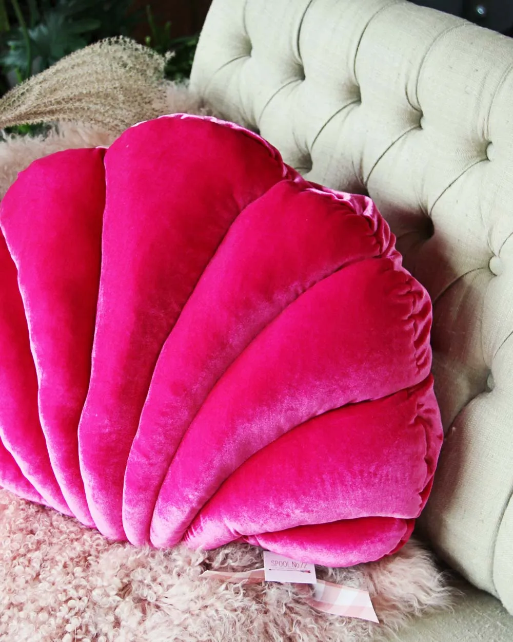 Velvet Shell Pillow in Bloom