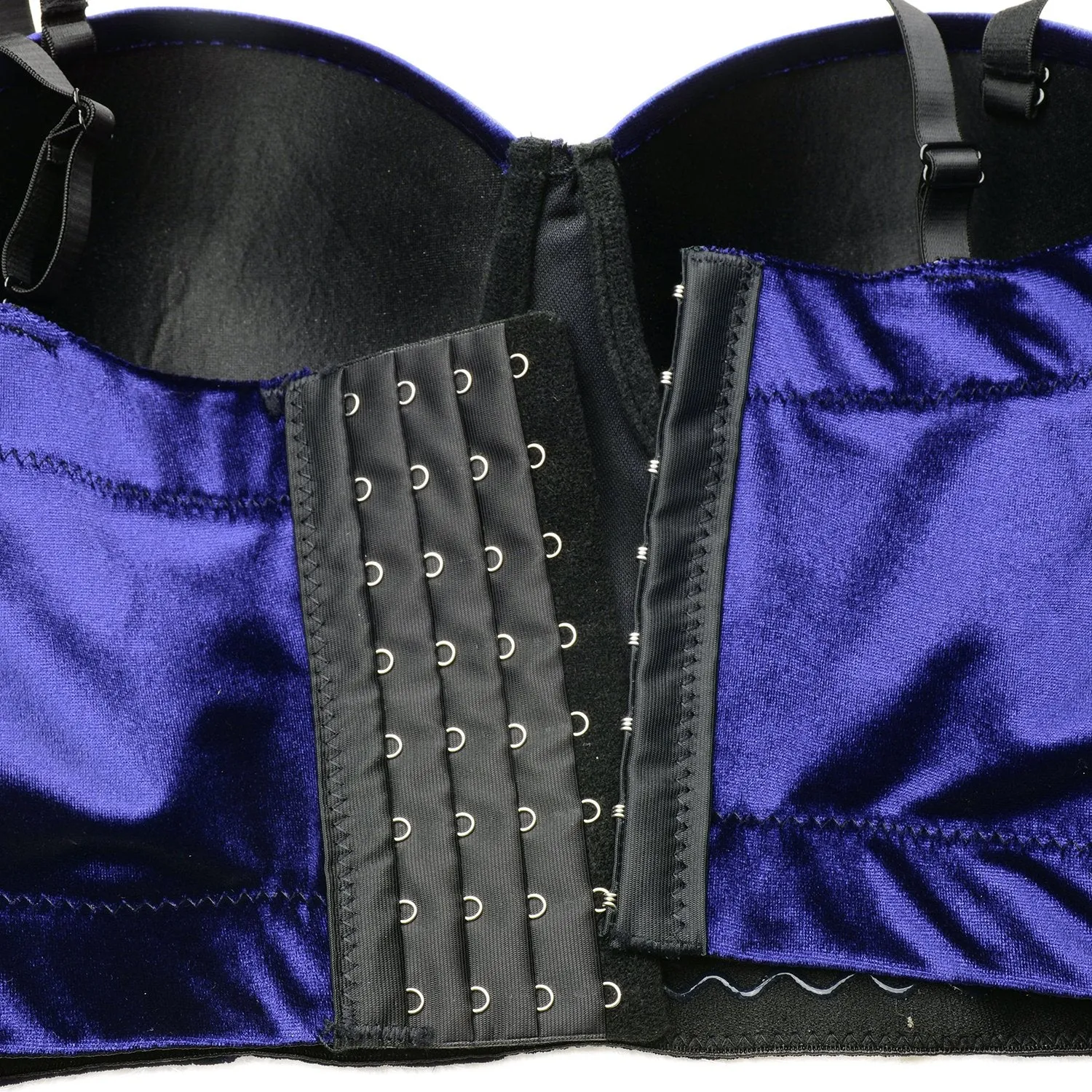 Velvet Soft Bustier Crop Top Push Up Women's Corset Top Bra Blue