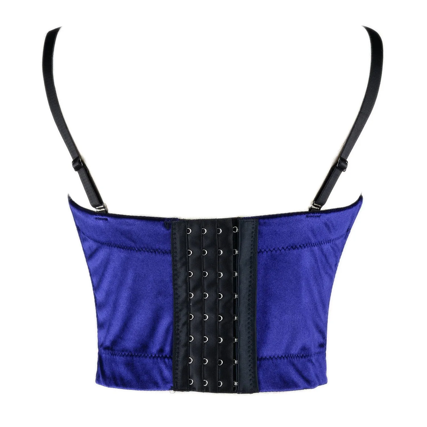 Velvet Soft Bustier Crop Top Push Up Women's Corset Top Bra Blue