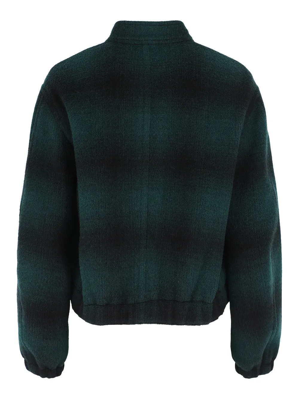 Vince Shadow Plaid Bomber in Juniper