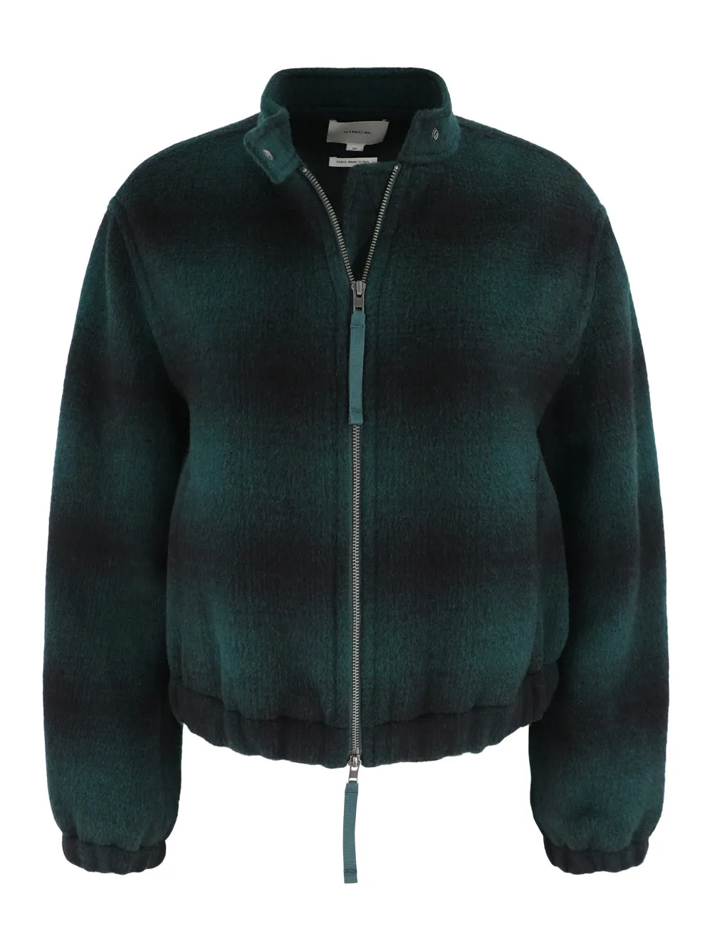Vince Shadow Plaid Bomber in Juniper