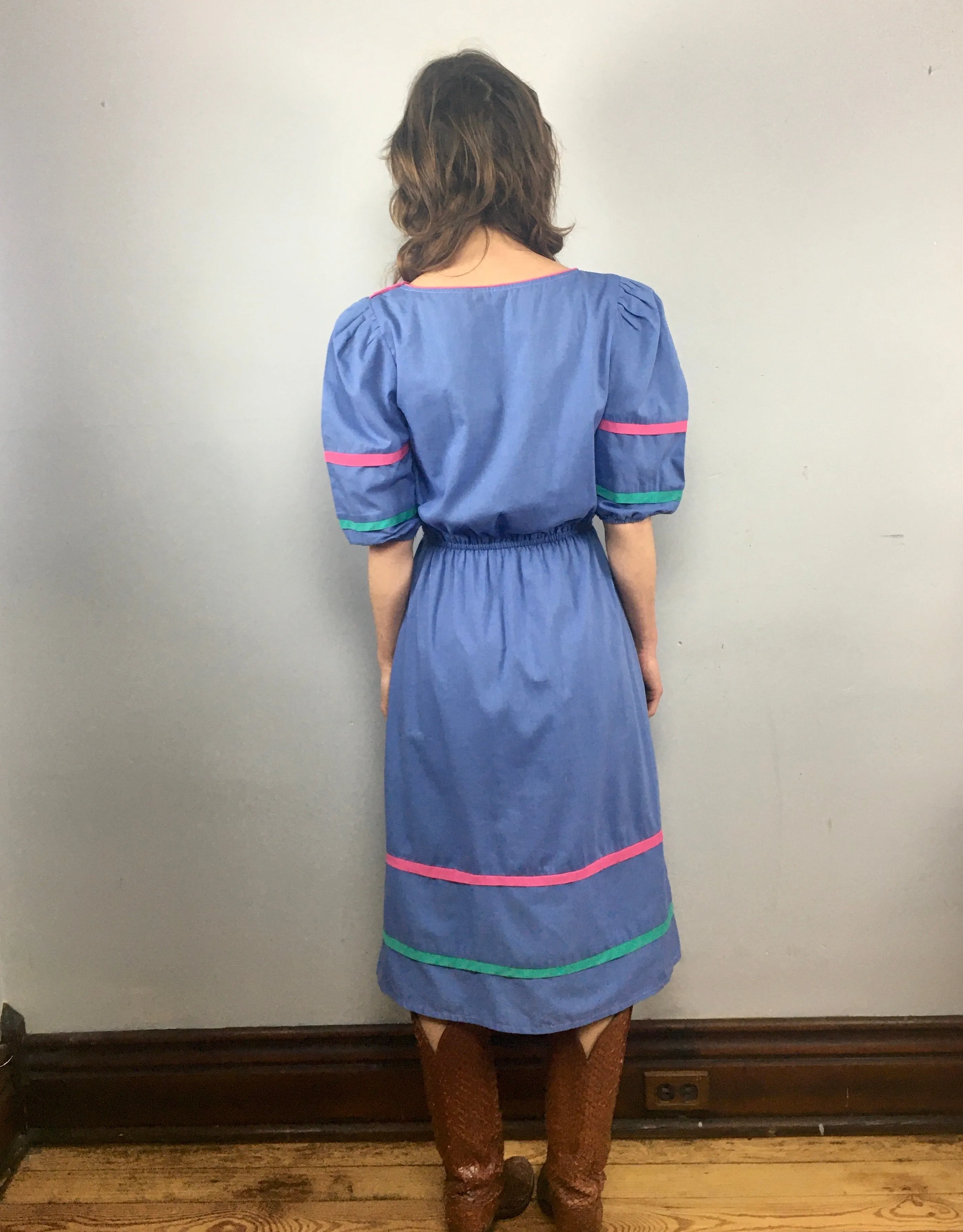 Vintage 70s 80s Prairie Flamenco puffy sleeve dress