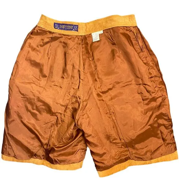 Vintage Camel Brown Suede Leather High Waist Boho Western Rodeo 24&quot; Waist Shorts