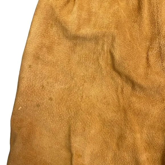 Vintage Camel Brown Suede Leather High Waist Boho Western Rodeo 24&quot; Waist Shorts