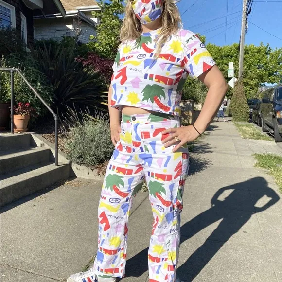 Vintage Co Ord Tropical Print Blazer &amp; Shorts Set