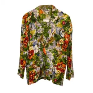 Vintage Co Ord Tropical Print Blazer &amp; Shorts Set